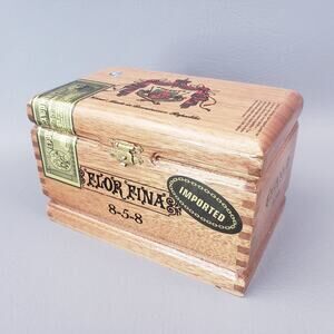 Empty Wood Cigar Box Arturo Fuente Flor Fina 8-5-8 Maduro Dominican Republic